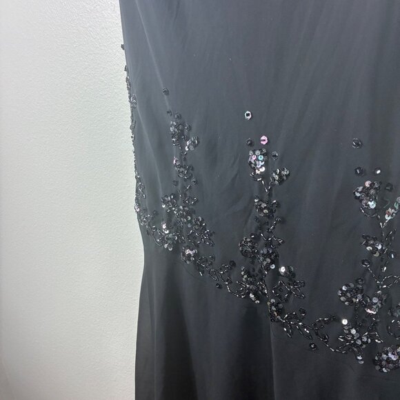 VTG 90s Xscape by Joanna Chen Off the Shoulder Dress Black Sz 14 Whimsigoth - Picture 2 of 8